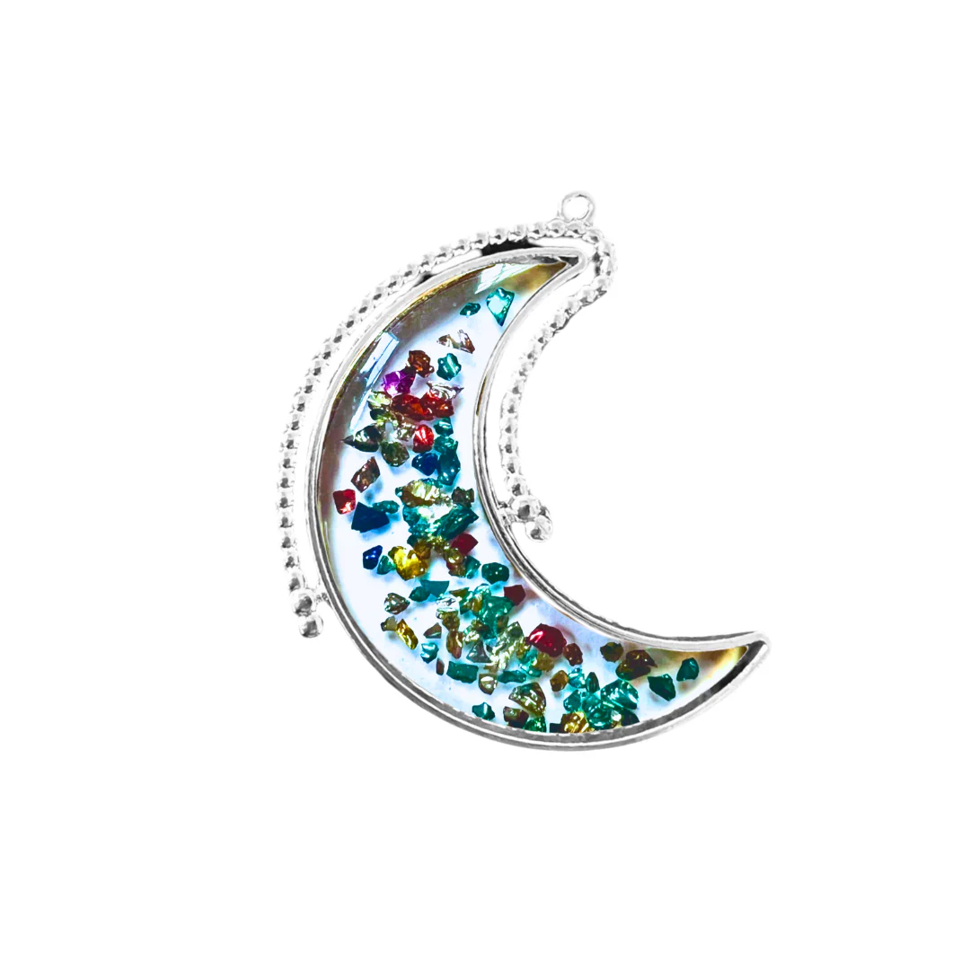 10 Pack of Crescent Moon Shaped Open Back Spinner Pendant Bezel Blank - Image 3