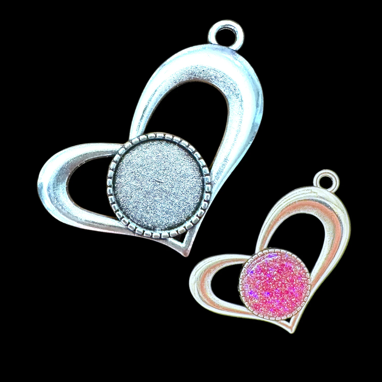 Whimsical Solid Heart Pendant Bezel - 10 Pcs - Image 2