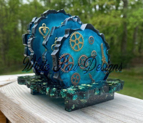 Geode Coaster Mold 2pc Set with Holder and Feet - Image 3
