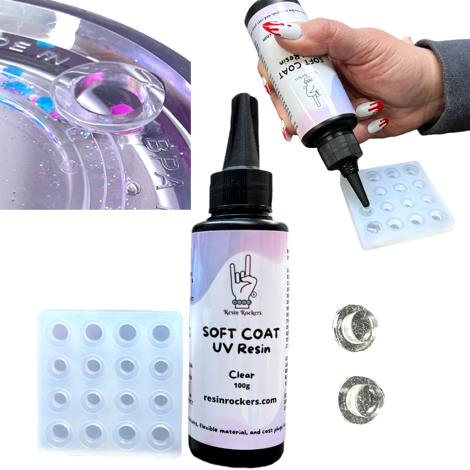 Soft Coat UV Resin Bundle with Plug Casting Mold For Snow Globe Tumblers - Image 3